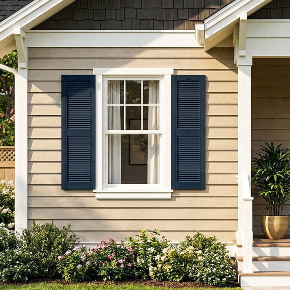 Resenkos Decorative Faux Shutters, Sturdy, Hassle-Free Design for Indoor & Outdoor Use, 14"x35", Blue