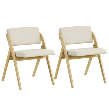 Resenkos Dining Chair,Dinner Chair,Set of 2 Folding Kitchen Dining Chairs with Rubber Wood Legs-Natural