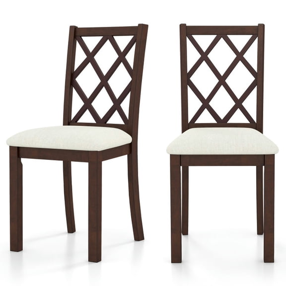 Resenkos Dining Chairs, Kitchen Chairs Trattoria Chairs,Dining Chair Set of 2 Wood Kitchen Chairs with Upholstered Seat Cushion and Rubber Wood Legs-Brown