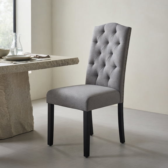 Resenkos Dining Chairs, Kitchen Chairs Trattoria Chairs,Set of 2 Tufted Upholstered Dining Chairs-Gray
