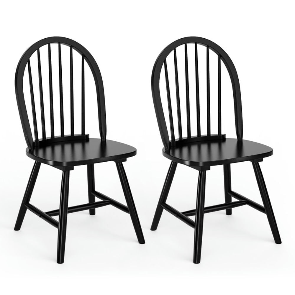 Resenkose Set of 2 Vintage Windsor Dining Chairs with Spindle Back Design, Perfect Kitchen and Trattoria Style Seating for Your Dining Room, Black
