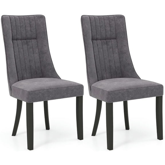 Resenkos Dining Room Chairs, Kitchen Chairs,Channel Tufted Dining Chairs Set of 2 Upholstered Kitchen Side Chairs with High Backrest-Gray