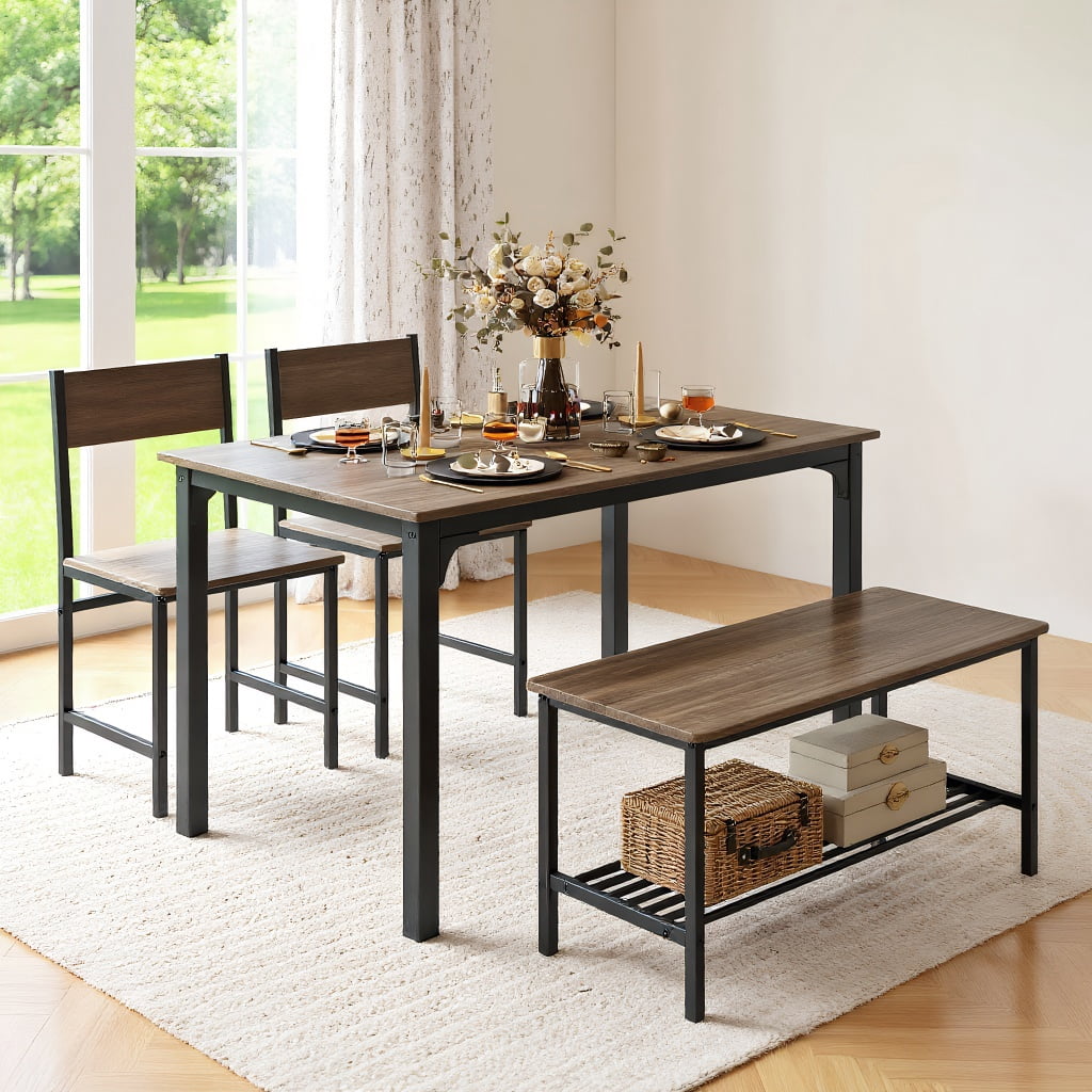 Resenkos Dining Room Table Set,Dining Table Set,4 Pieces Rustic Dining ...