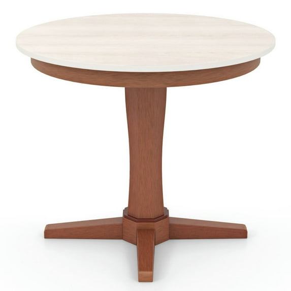 Resenkos Dining Table,Dinner Table, 35 Inches Wooden Round Dining Table with Pedestal Base-White