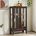 thumbnail image 1 of Resenkos Display Cabinet, Display Case Organizer,2 Doors Curio Cabinet with Tempered Glass Doors, Curio Cabinets with Mirrored Back Panel,Cherry, 1 of 14