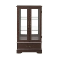 Resenkos Display Cabinet, Display Case Organizer,Glass Cabinet Lighted Glass Cabinet Curio Display Cabinet,Cherry