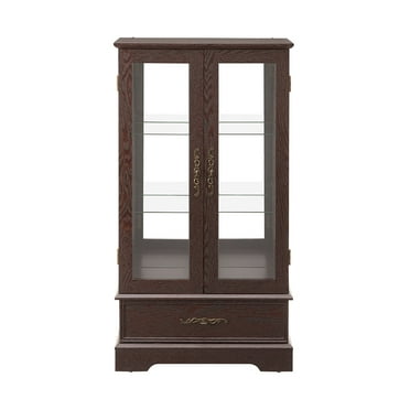 Resenkos Display Cabinet, Display Case Organizer,Glass Cabinet Lighted Glass Cabinet Curio Display Cabinet,Cherry