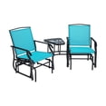 thumbnail image 1 of Resenkos Double Swing Glider Rocker Chair set, Small Patio Conversation Furniture Set with Glass Table-Turquoise, 1 of 10