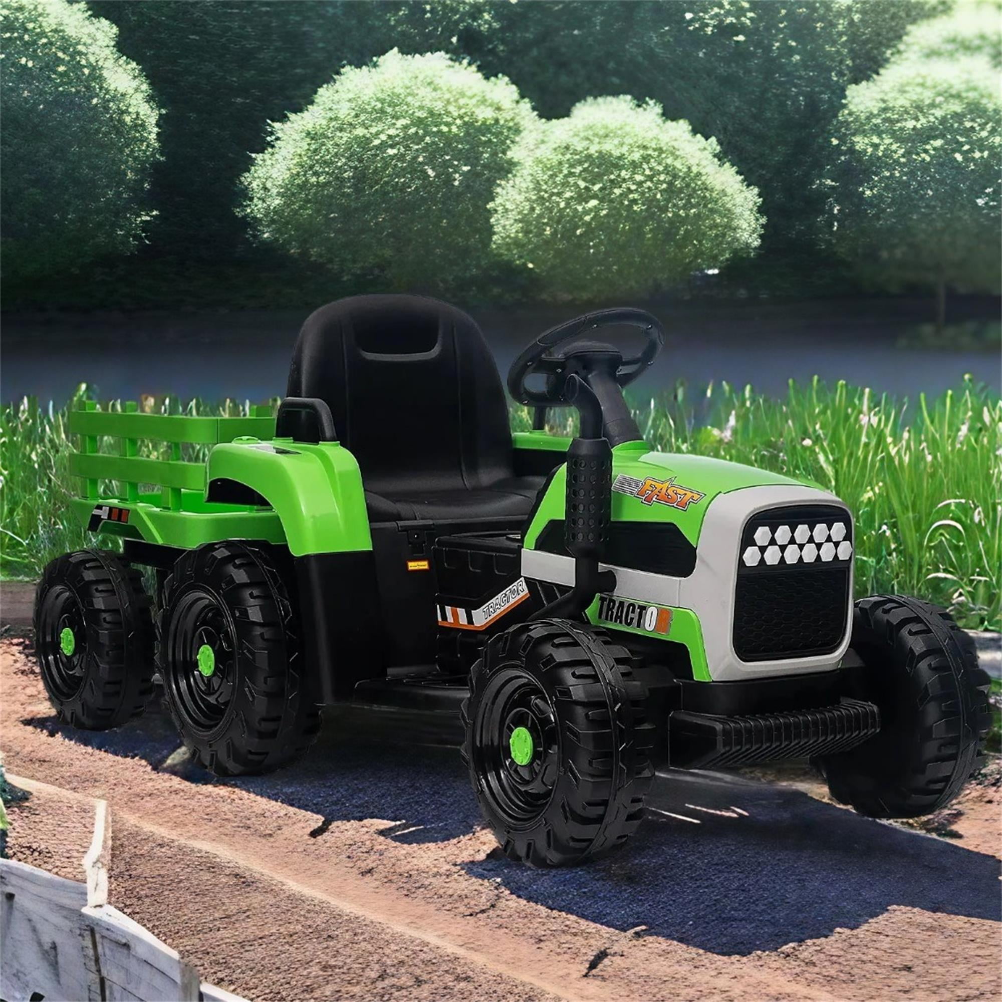 Resenkos Electric Tractor, 12V Battery Powered Electric Tractor Toy with Remote Control, 3-Gear-Shift, Green