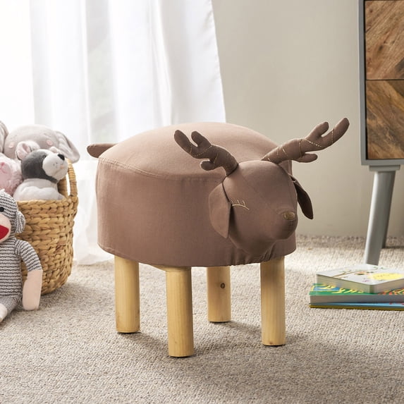 Resenkos Enchanting Deer Ottoman, Soft Cotton Construction, Durable Kids' Seat, Imagination-Boosting, 24.5x13.5x15.5"