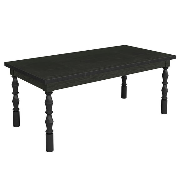 Resenkos End Table,Dining Table, Living Room Table,Wood Dining Table, 62” Kitchen Table with Carved Turned Legs for 4-6 People,Black