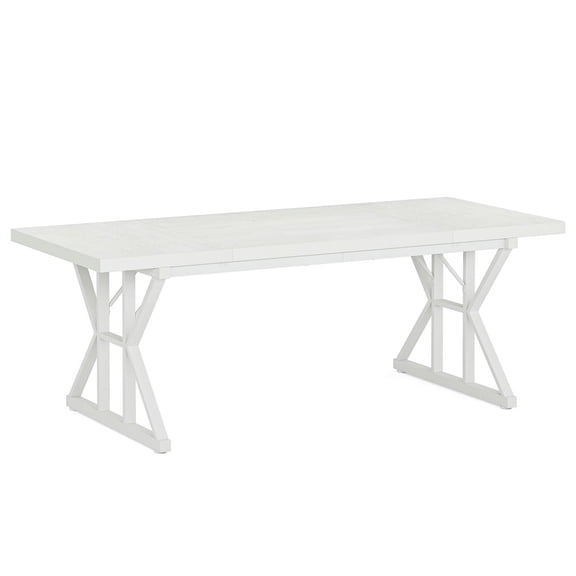 Resenkos End Table,Dining Table, Living Room Table,Wood Dining Table, Farmhouse 70.8" Kitchen Table for 6 People,White