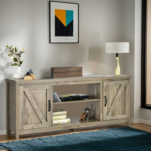 Resenkos Entertainment Centers,TV Stands,59 Inches TV Stand Media Console Center with Storage Cabinet-Natural