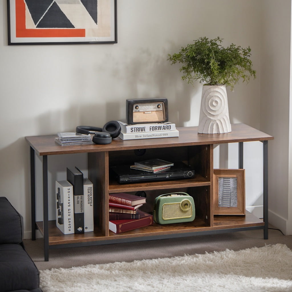 Resenkos Entertainment Centers,TV Stands,Mid-Century TV stand Media Console Table with Adjustable Shelf