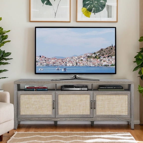 Resenkos Entertainment Centers,TV Stands,Universal TV Stand Entertainment Media Center for TV's up to 65 Inch-Gray