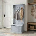 thumbnail image 1 of Resenkos Entryway Hall Tree - Coat Rack, Sitting/Mudroom Bench with Storage & Hooks, Gray, 1 of 8