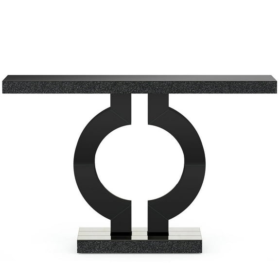 Resenkos Entryway Table, Console Sofa Table,43" Mirrored Console Table, Modern Silver Sofa Table with O-Shaped Base,Black