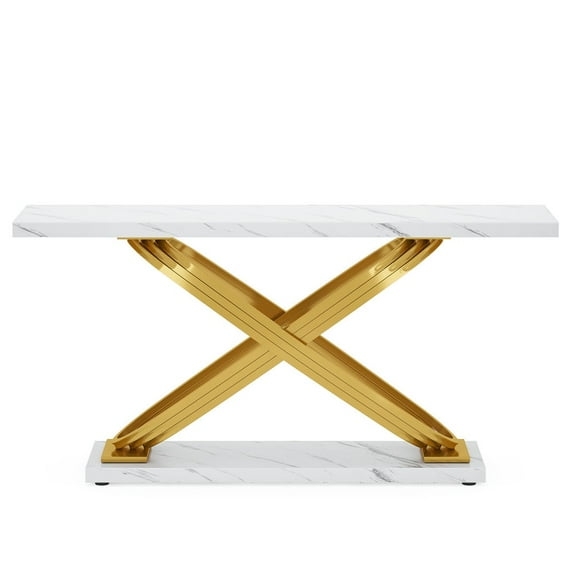 Resenkos Entryway Table, Console Sofa Table,55" Console Table Modern Faux Marble Sofa Entryway Table