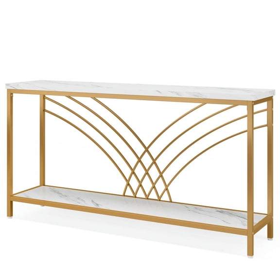 Resenkos Entryway Table, Console Sofa Table,70.9" Console Table, Faux Marble Entryway Table with 2 Tier Storage Shelf