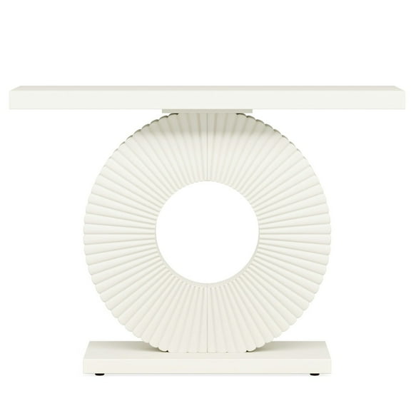Resenkos Entryway Table, Console Sofa Table,Modern Console Table 40" Wood Sofa Table with Geometric Base,White