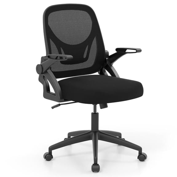 Resenkos Ergonomic Computer Desk Chair - Lumbar Support, Flip-up Arms, Black