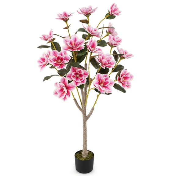 Resenkos Faux Wedding Flower Plant with PEVA Leaves and Multi-Branch Trunks - Pink/Green/White