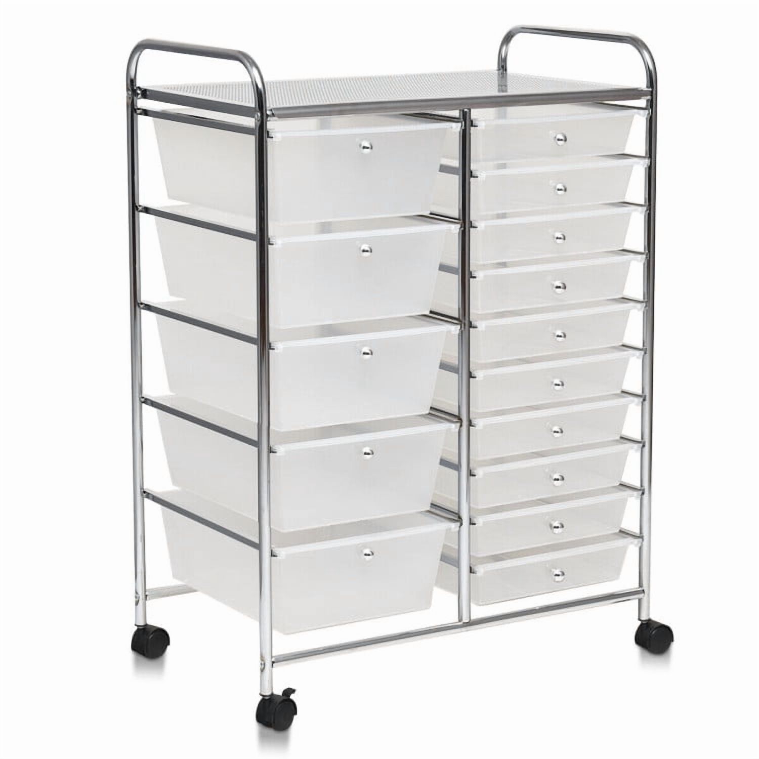 Resenkos Filing Cabinet Office Drawers, Office Storage Cabinet,15 Drawers Rolling Storage Cart Organizer-clear