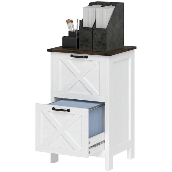 Resenkos Filing Stroage Cabinets,File Stroage Cabinet, Vertical File Cabinet with 2 Drawers, Office Storage Cabinet for A4, Letter Size, Distressed White