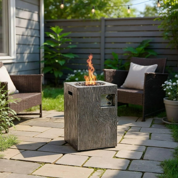 Resenkos Fire Pit, Fire Bowl,Outdoor Firepit,16 Feet Square Outdoor Propane Fire Pit with Lava Rocks Waterproof Cover 30 000 BTU