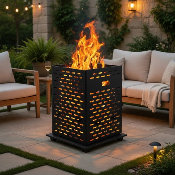 Resenkos Fire Pit, Outdoor Smokeless Fire Pit,30 Inches Ultra Thick Burn Barrel with Venting Patterns and 4 Cross Braces
