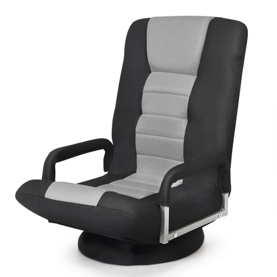 Resenkos Floor Chair, Sofa Chair, Floor Seat,360-Degree Swivel Gaming Floor Chair with Foldable Adjustable Backrest-Gray