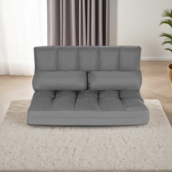 Resenkos Floor Chair, Sofa Chair, Floor Seat,6-Position Foldable Floor Sofa Bed with Detachable Cloth Cover-Gray