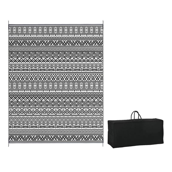 Resenkos Floor Mat Carpet,Indoor Door Mat,Reversible Outdoor Rug Carpet RV Camping Rugs with Carry Bag, 8' x 10', Gray & Cream White Boho