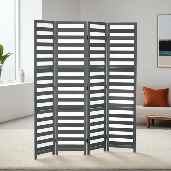 Resenkos Foldable Indoor Screen Divider - Room Divider for Bedroom/Office, 5.6', White Gray