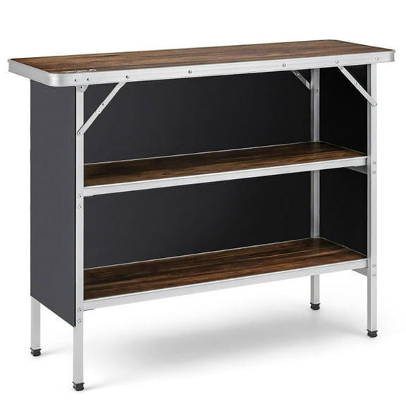 Resenkos Folding Camping Table with 2-Tier Open Shelves for Outdoor BBQ-Coffee, Lightweight Folding Tent Camping Cot Bed, Easy Setup Portable Compact for Outdoor Travel, Hunting, Hiking, Motorcycling