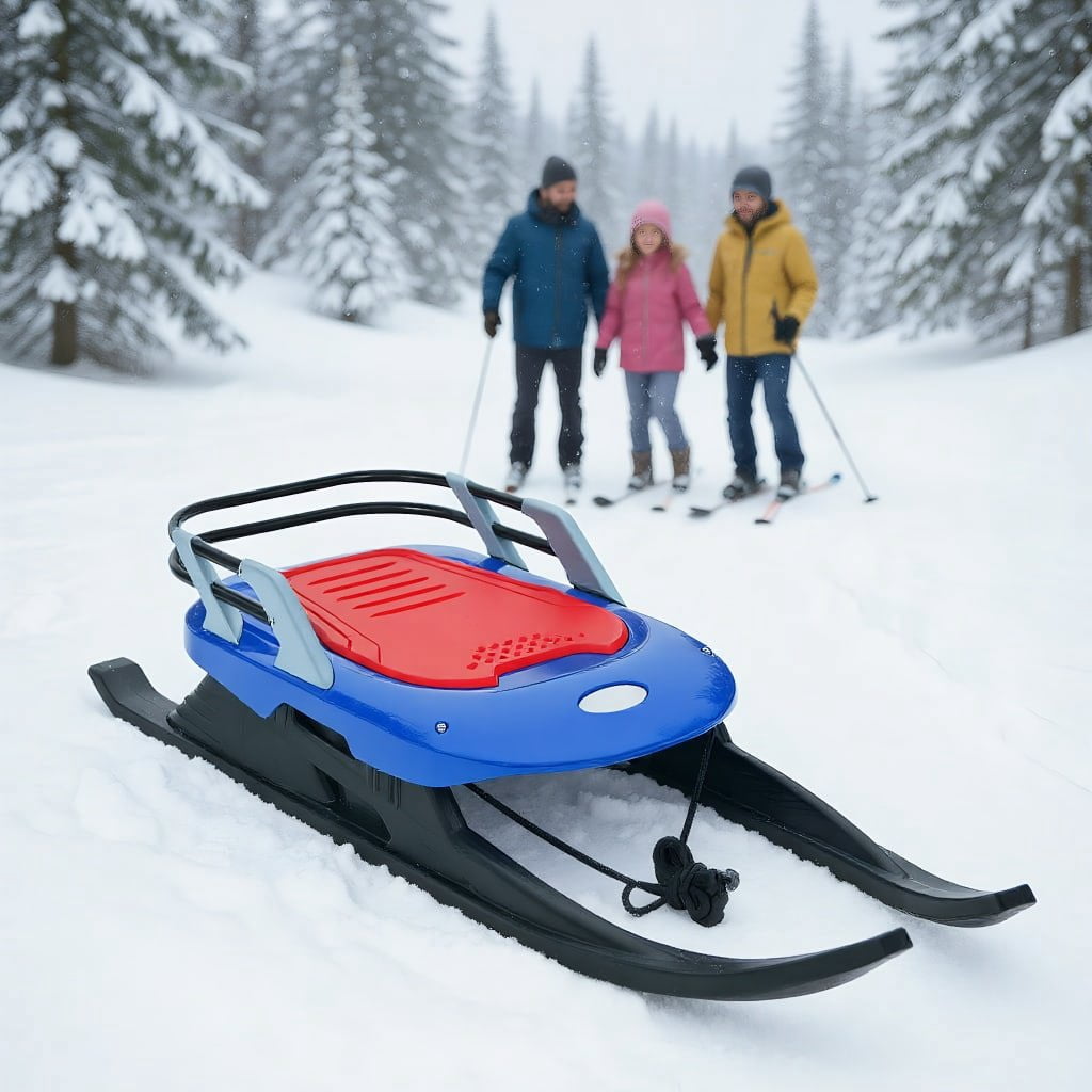 Snow Led Resenkos Folding Kids' Metal Snow Sled with Pull Rope Snow Slider and ...