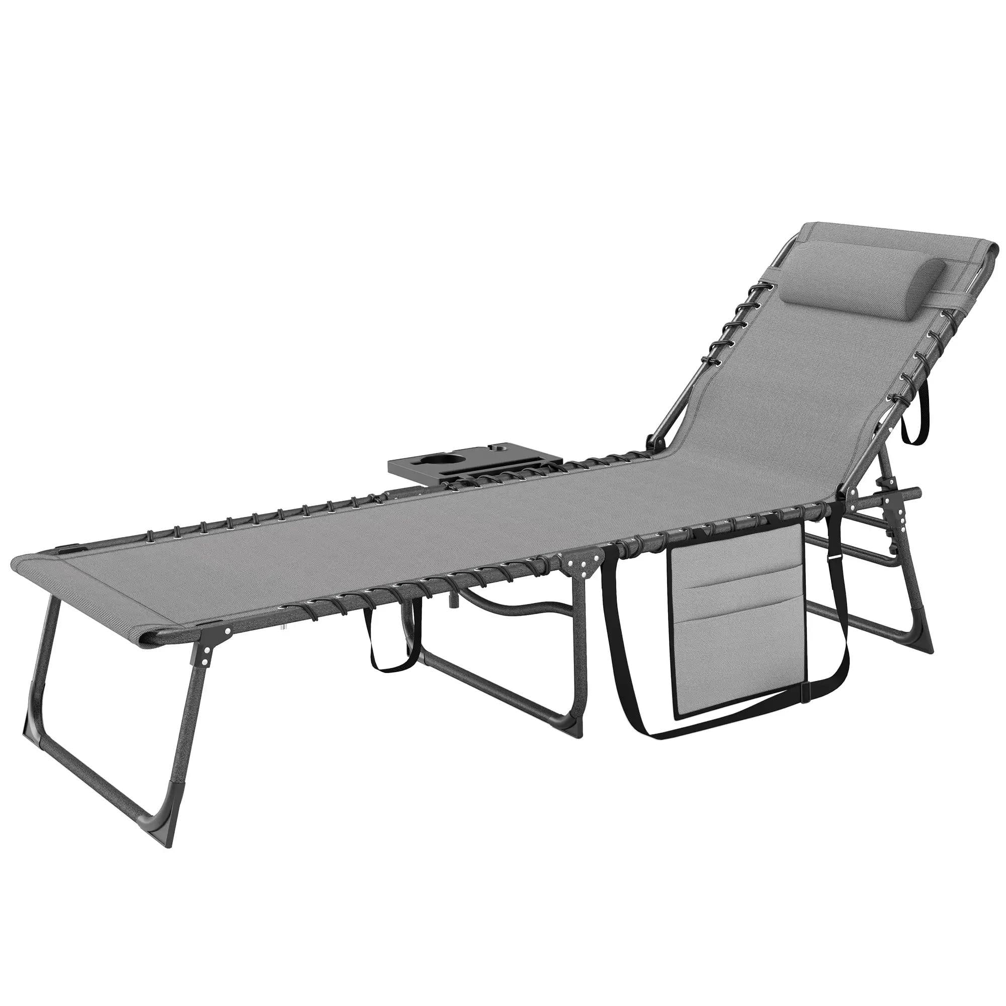 Resenkos Folding Outdoor Chaise Lounge Chair Tanning Chair With 5-Level