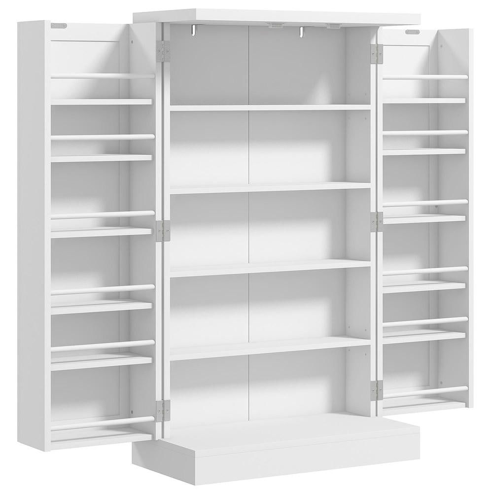 Resenkos Freestanding Kitchen Pantry, Kitchen Storage Cabinet with 5-Tier Shelf, 12 Spice Racks, Adjustable Shelves, White