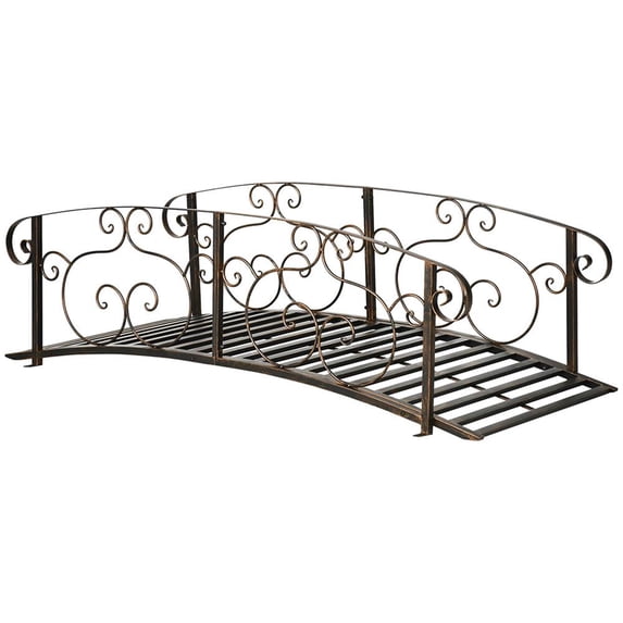 Resenkos Garden Bridge, Garden Ornament Bridge,Metal Arch Backyard Garden Bridge, Safety Siderails, Arc Footbridge, Bronze