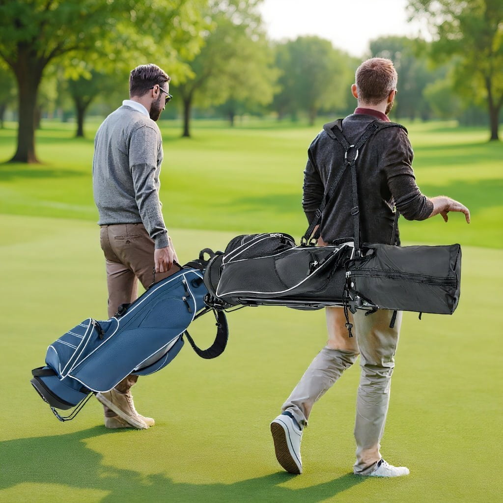 Resenkos Golf Carry Bag,Golf Stand Bag,Golf Stand Cart Bag with 4 Way Divider Carry Organizer Pockets-Black