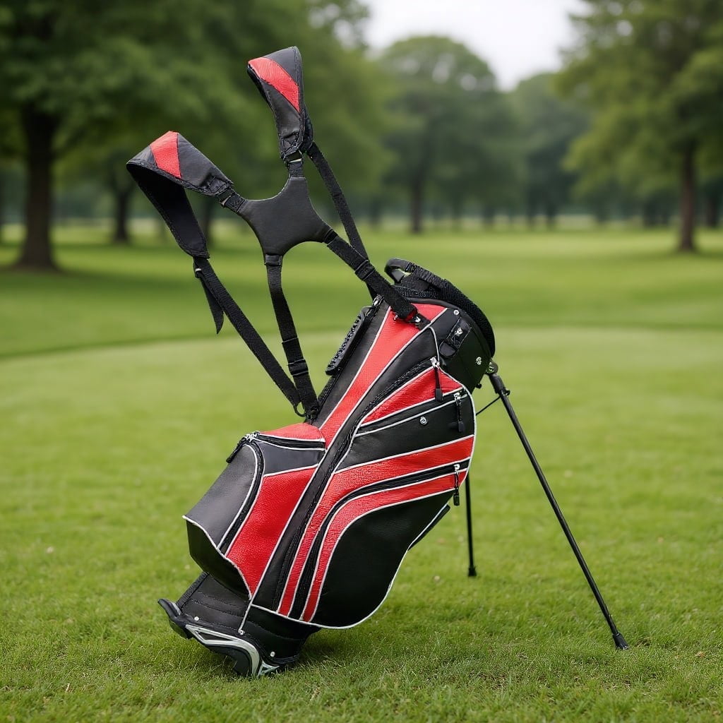 Resenkos Golf Carry Bag,Golf Stand Bag,Golf Stand Cart Bag with 6-Way Divider Carry Pockets-Red