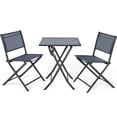 thumbnail image 1 of Resenkos Grand Patio Folding Bistro Furniture Set, 3 Piece Foldable Dining Table and Polyester Fabric Chairs Dark Gray, 1 of 4