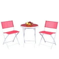 thumbnail image 1 of Resenkos Grand Patio Folding Bistro Furniture Set, 3 Piece Round Dining Table and Polyester Fabric Chairs Red, 1 of 7