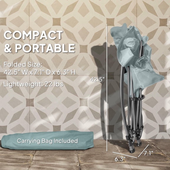 Resenkos Gray 2-Pack Folding Rocking Camping Chairs, Headrest, Cooler Bag, Cup Holder and Portable Carry Bag