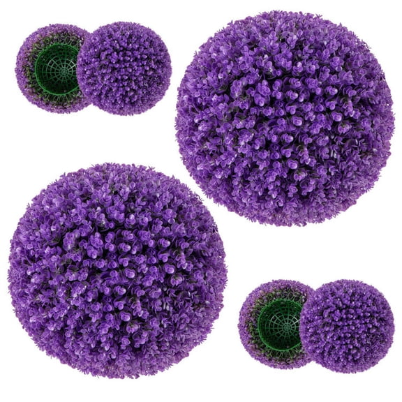 Resenkos Greenery Decor,17.5 Inch 2 Pack Faux Eucalyptus Decorative Balls with 7 Layers Leaves-Purple