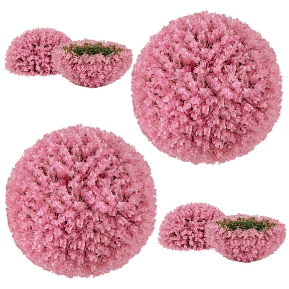 Resenkos Greenery Decor,17.5 Inch Faux Purple Eucalyptus Decorative Balls with 7 Layers Leaves for Backyard Porch Garden and Wedding-Pink