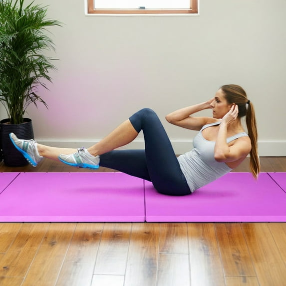 Resenkos Gymnastics Mat, Exercise Tumbling Mat,4' x 10' x 2" Folding Gymnastics Tumbling Gym Mat-Pink