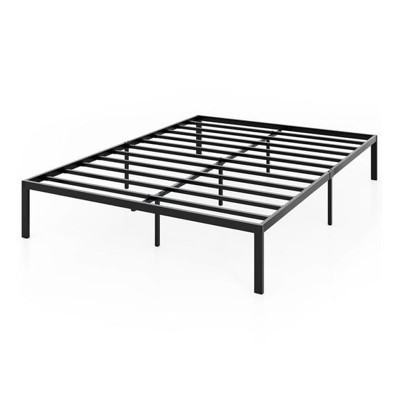 Resenkos Heavy-Duty Metal Bed Frame with Reinforced Support Slats, Strong Mattress Foundation Compatible with Full, Queen and King Sizes, Black