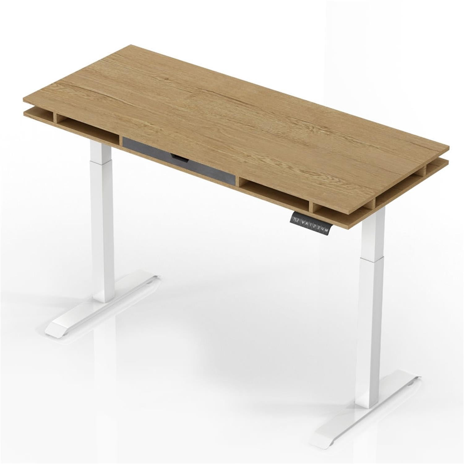 Resenkos Height Adjustable Computer Gaming Standing Desk Home Office Write Study Table, White Metal Frame