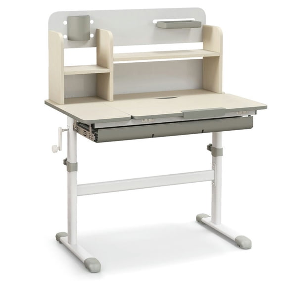 Resenkos Height Adjustable Kids Study Desk with Tilt Desktop for 3-12 Years Old-Gray, Small Folding Table for Arts & Crafts, Snack Time, Homeschooling, Homework